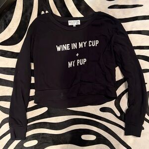 Wild fox Cropped Sweater “Wine in my cup & my pup”